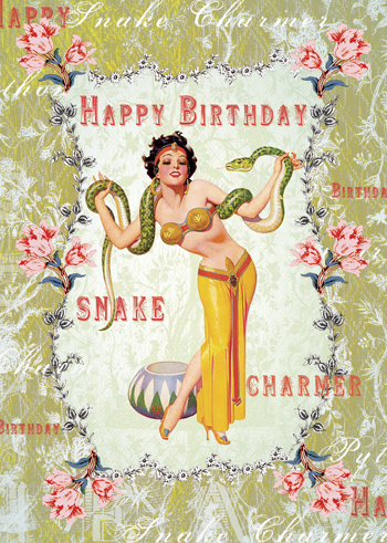 Happy Birthday Snake Charmer Greeting Card Happy Birthday Snake Charmer Greeting Card